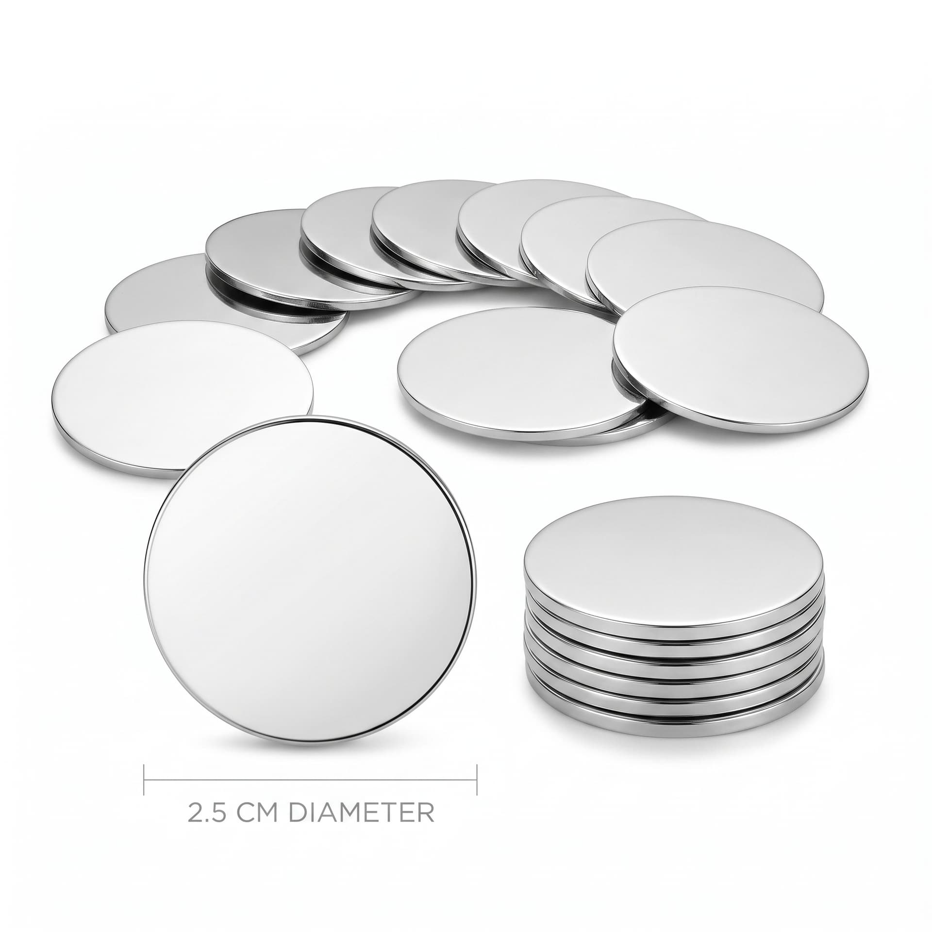 Disques ronds de 2,5 cm en argent sterling